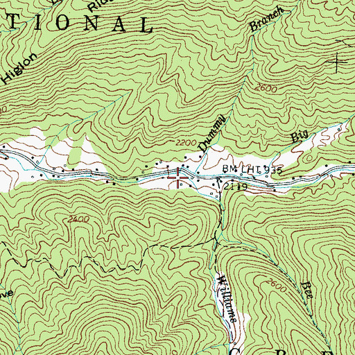 Topographic Map of Bee Creek, NC