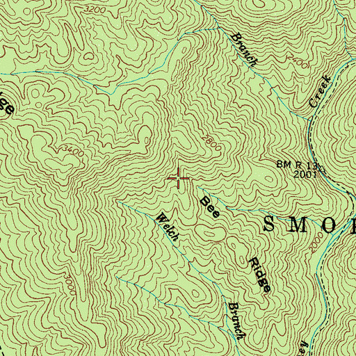 Topographic Map of Bee Ridge, NC