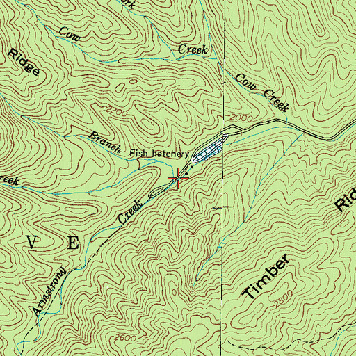 Topographic Map of Bee Rock Creek, NC