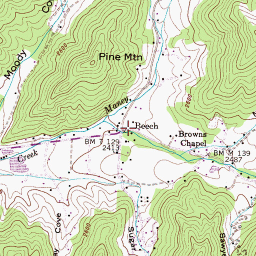 Topographic Map of Beech, NC