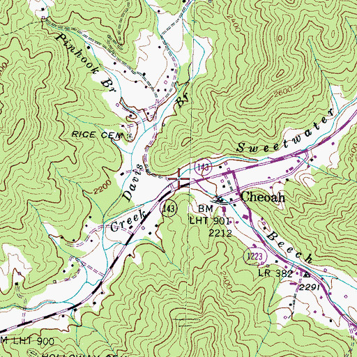 Topographic Map of Beech Creek, NC