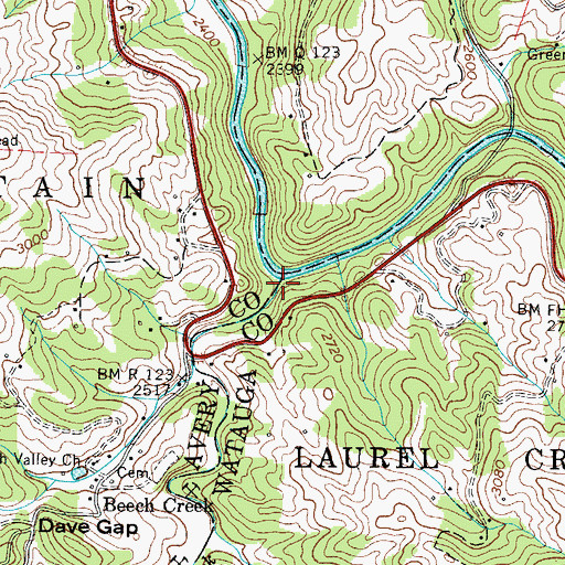 Topographic Map of Beech Creek, NC