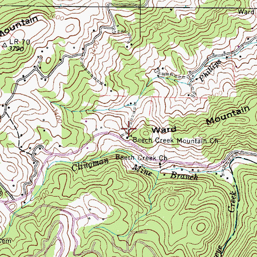 Topographic Map of Beech Creek Mountain Church, NC