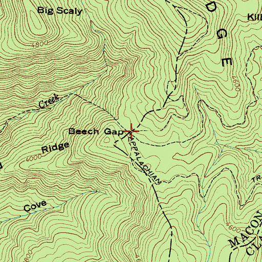 Topographic Map of Beech Gap, NC