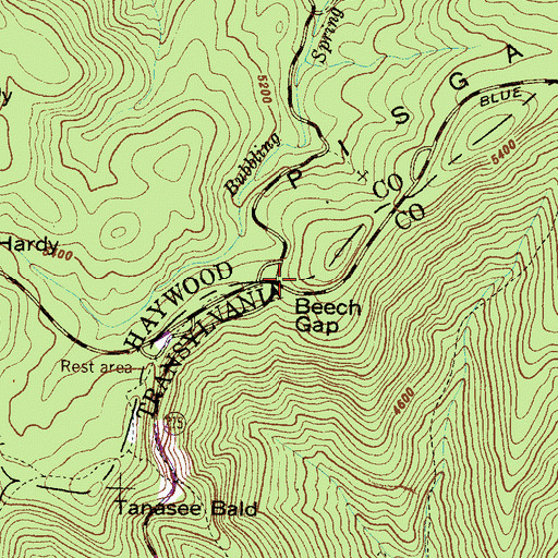 Topographic Map of Beech Gap, NC