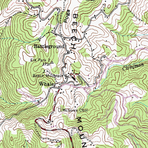 Topographic Map of Beech Mountain School, NC