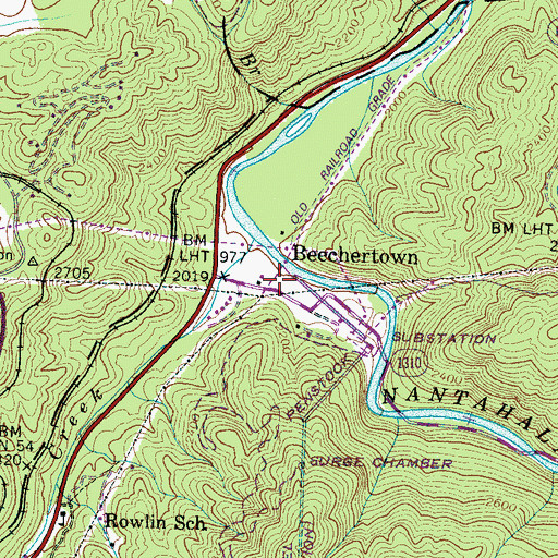 Topographic Map of Beechertown, NC