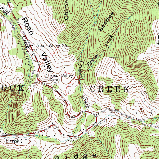 Topographic Map of Beetree Creek, NC