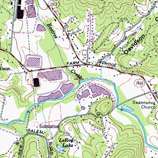 Topographic Map of Beetree Creek, NC
