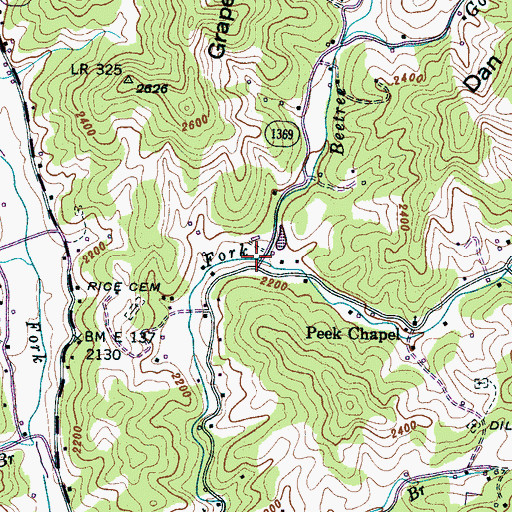 Topographic Map of Beetree Creek, NC
