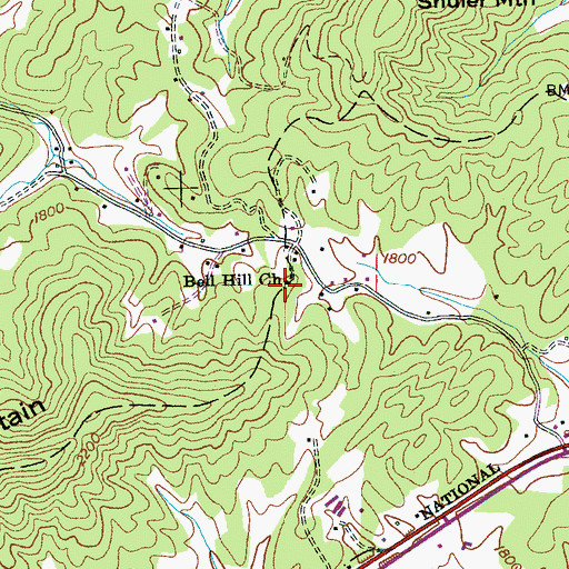 Topographic Map of Bell Hill Church, NC