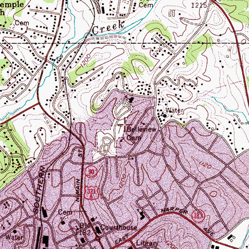 Topographic Map of Belleview Cemetery, NC