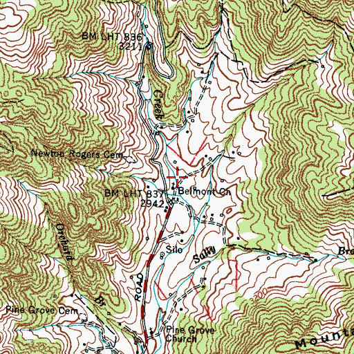 Topographic Map of Belmont Baptist Church, NC