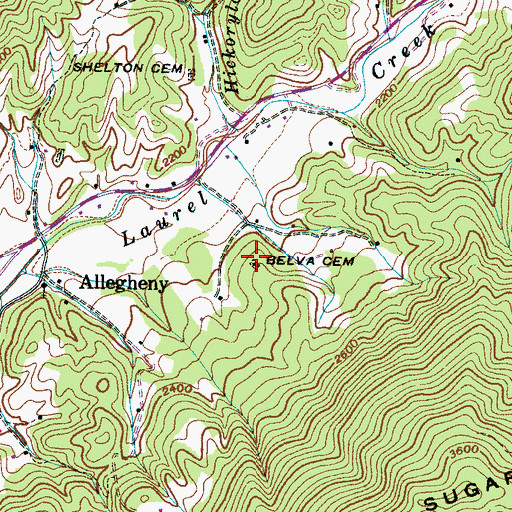 Topographic Map of Belva Cemetery, NC