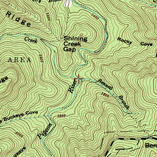 Topographic Map of Bennett Branch, NC