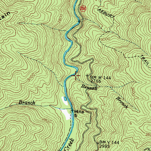 Topographic Map of Bennett Branch, NC