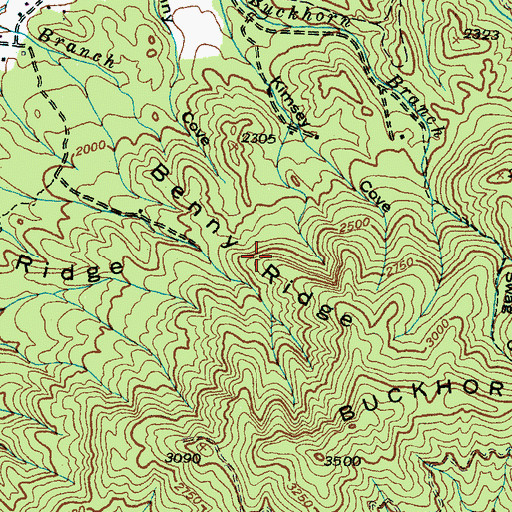Topographic Map of Benny Ridge, NC