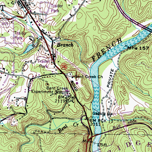 Topographic Map of Bent Creek Church, NC