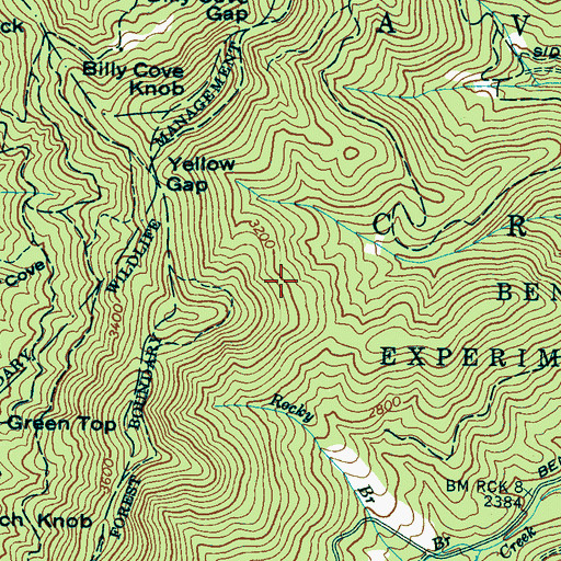 Topographic Map of Bent Creek Experimental Forest, NC