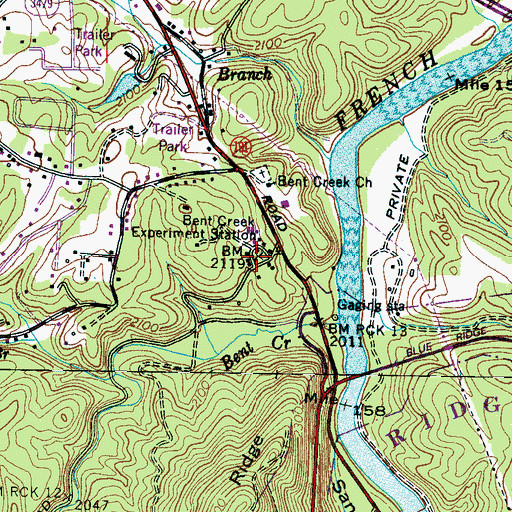 Topographic Map of Bent Creek Experimental Station, NC