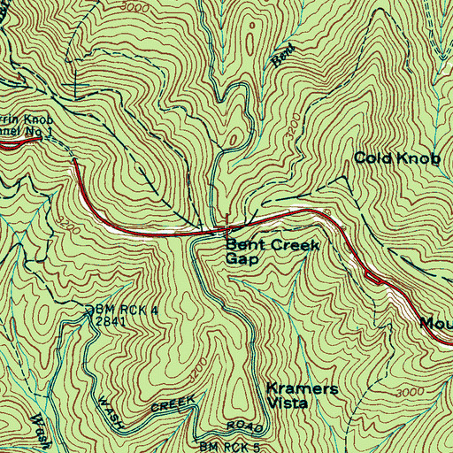 Topographic Map of Bent Creek Gap, NC