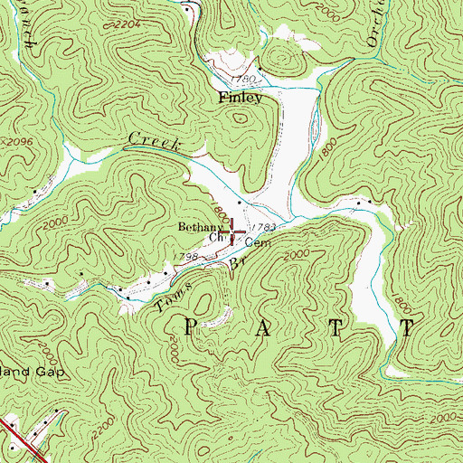 Topographic Map of Bethany Church, NC