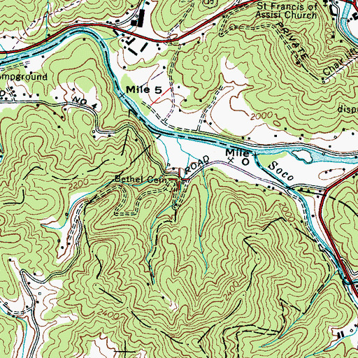 Topographic Map of Bethel Cemetery, NC
