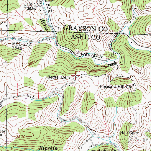 Topographic Map of Bethel Cemetery, NC