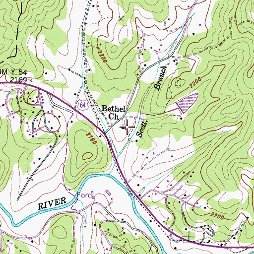 Topographic Map of Bethel Church, NC