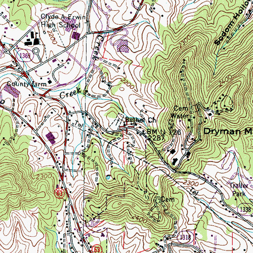 Topographic Map of Bethel Church, NC