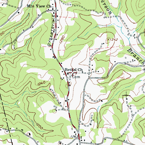 Topographic Map of Bethel Church, NC