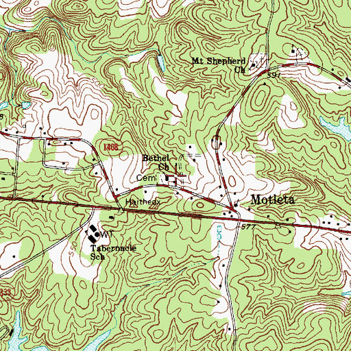 Topographic Map of Bethel Church, NC