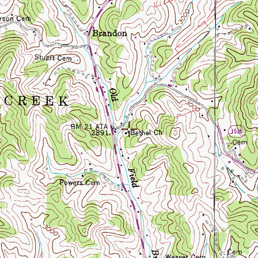 Topographic Map of Bethel Church, NC