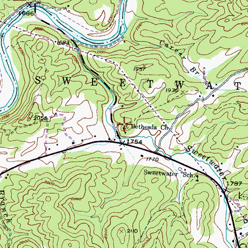 Topographic Map of Bethesda Church, NC