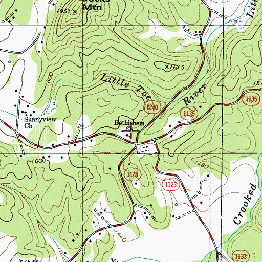 Topographic Map of Bethlehem Church, NC