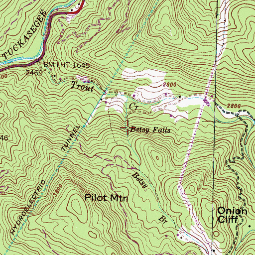 Topographic Map of Betsy Falls, NC