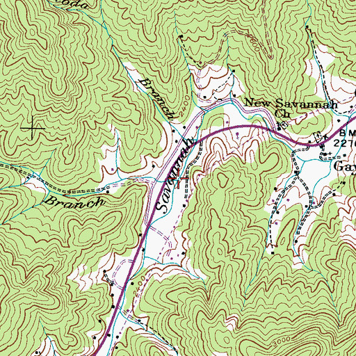 Topographic Map of Betty Branch, NC