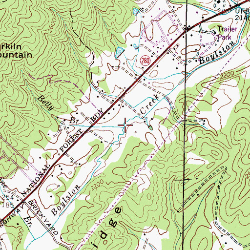 Topographic Map of Betty Branch, NC