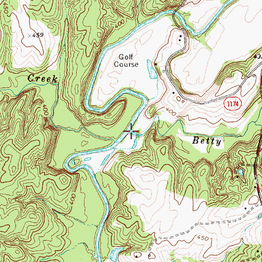 Topographic Map of Betty McGees Creek, NC