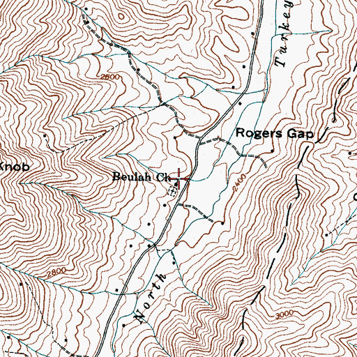 Topographic Map of Beulah Church, NC