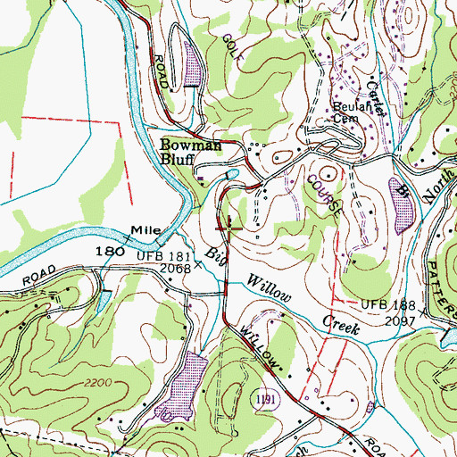 Topographic Map of Beulah Church, NC