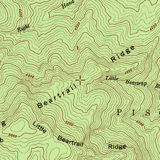 Topographic Map of Big Beartrail Ridge, NC