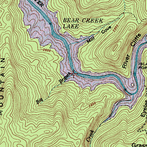 Topographic Map of Big Branch, NC