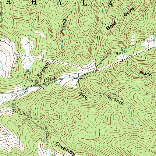 Topographic Map of Big Branch, NC