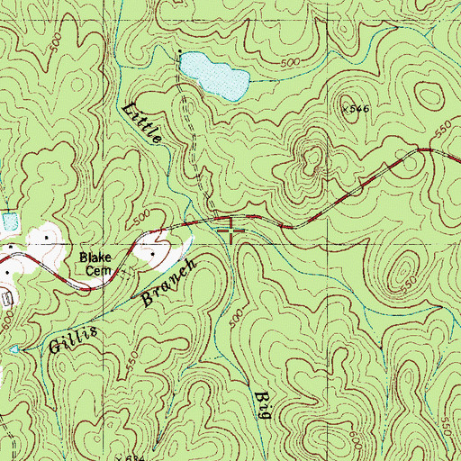 Topographic Map of Big Branch, NC