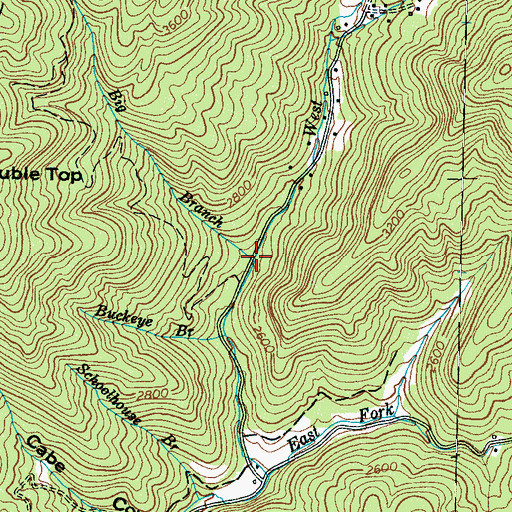 Topographic Map of Big Branch, NC