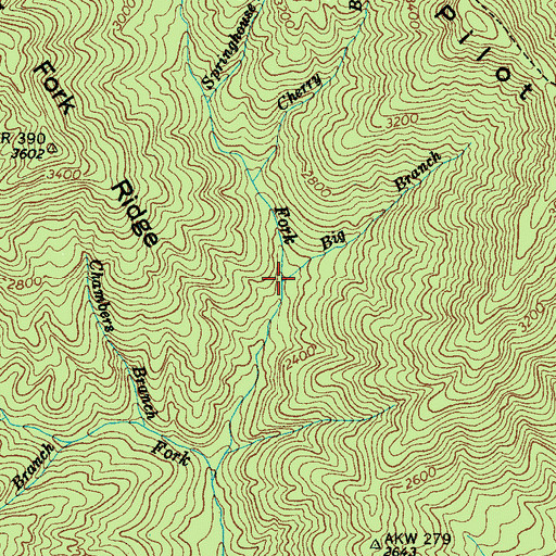 Topographic Map of Big Branch, NC