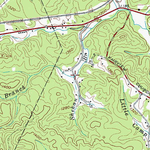 Topographic Map of Big Branch, NC