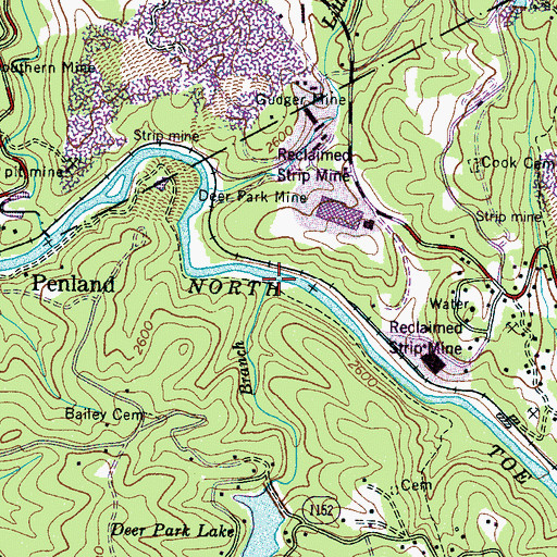 Topographic Map of Big Branch, NC