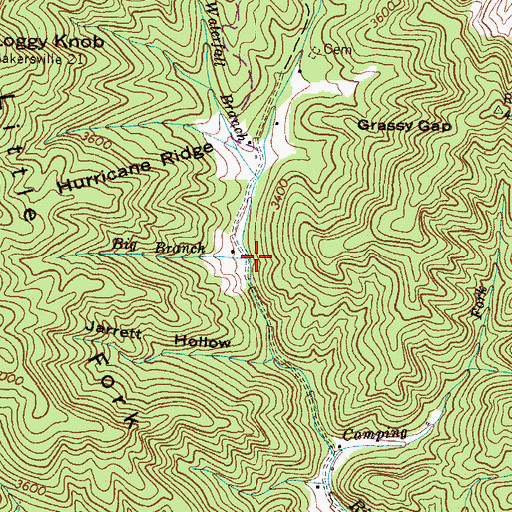 Topographic Map of Big Branch, NC